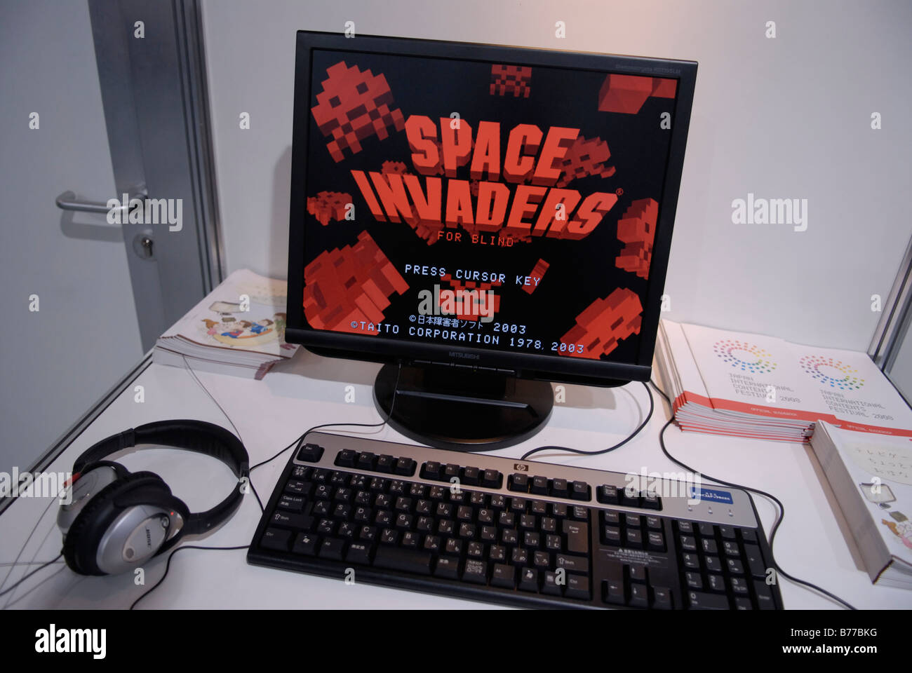This space invader game as has been adapted so that it can be played by people who are blind. At the Tokyo Game Show 2008. Stock Photo