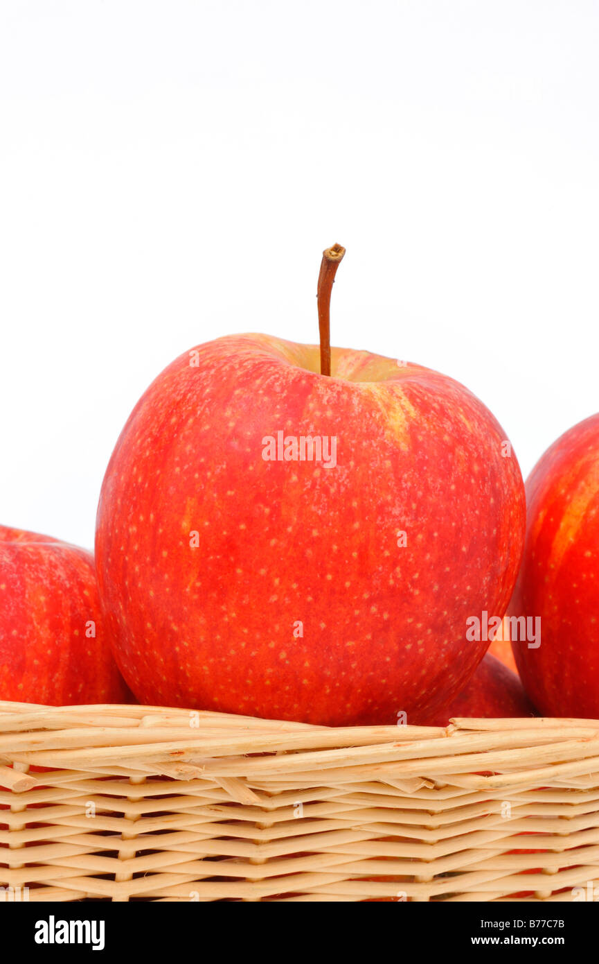 Red apples, Gala brand, in a basket Stock Photo