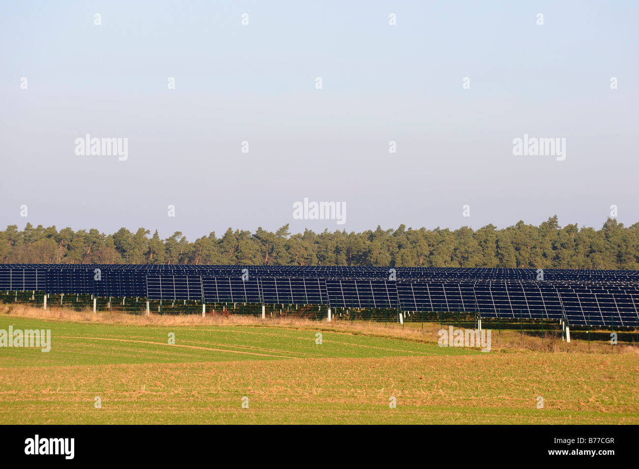 Solar plant on a field near Dimbach, Lower Franconia, Bavaria, Germany, Europe Stock Photo