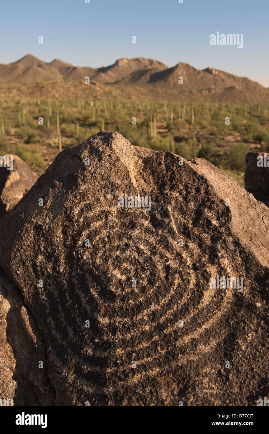 Petroglyph, Signal Hill, Arizona Stock Photo