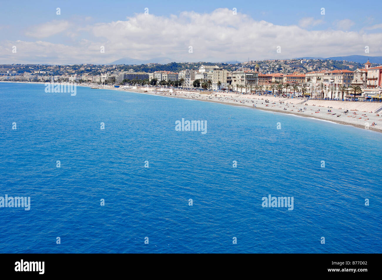 Beach, Nice, Alpes-Maritimes, Provence-Alpes-Cote d'Azur, Southern France, France, Europe Stock Photo