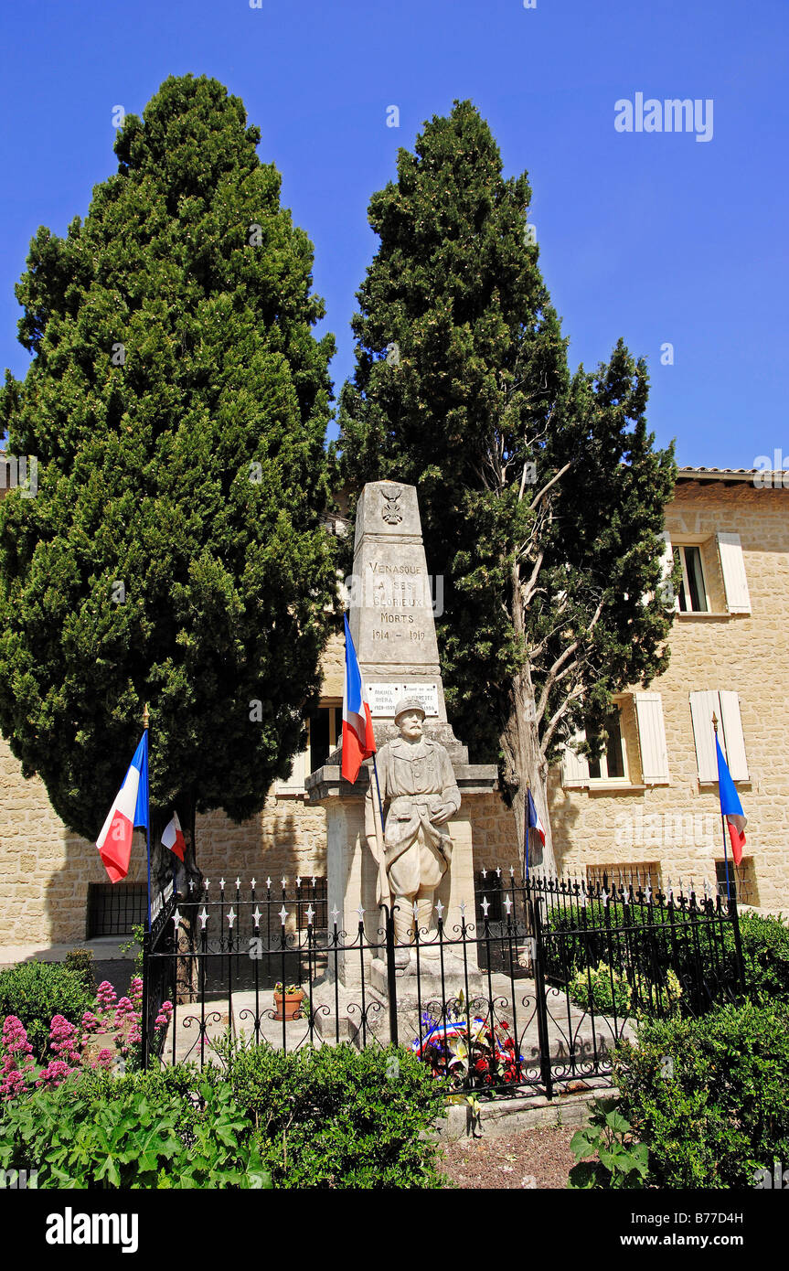 War memorial, Venasque, Vaucluse, Provence-Alpes-Cote d'Azur, Southern France, Europe Stock Photo