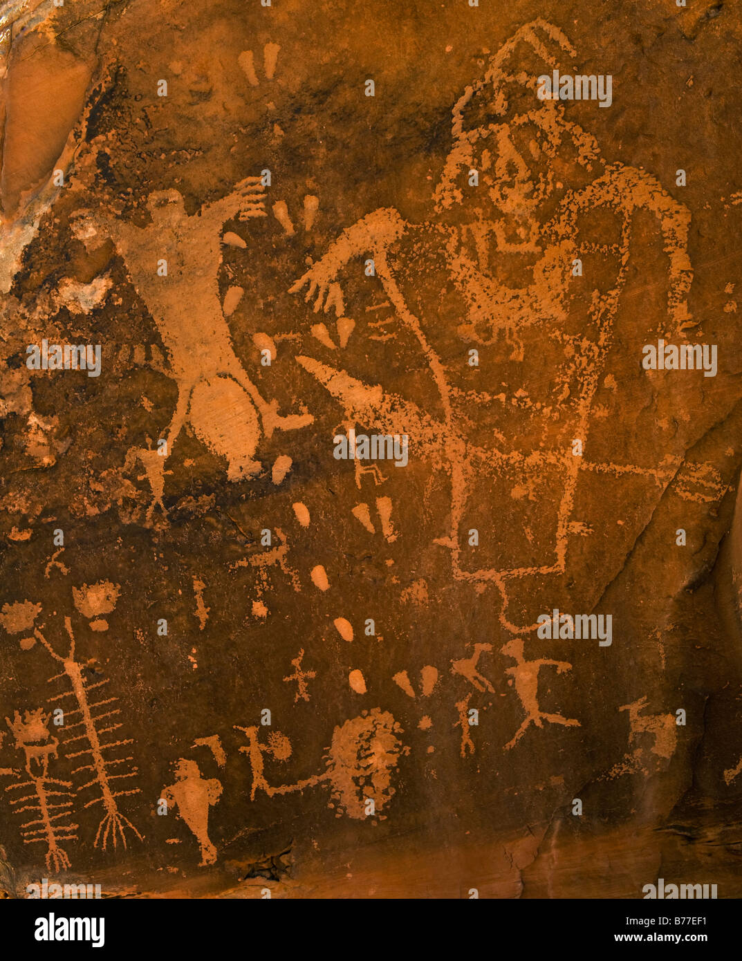 Woman giving birth petroglyph, Utah Stock Photo