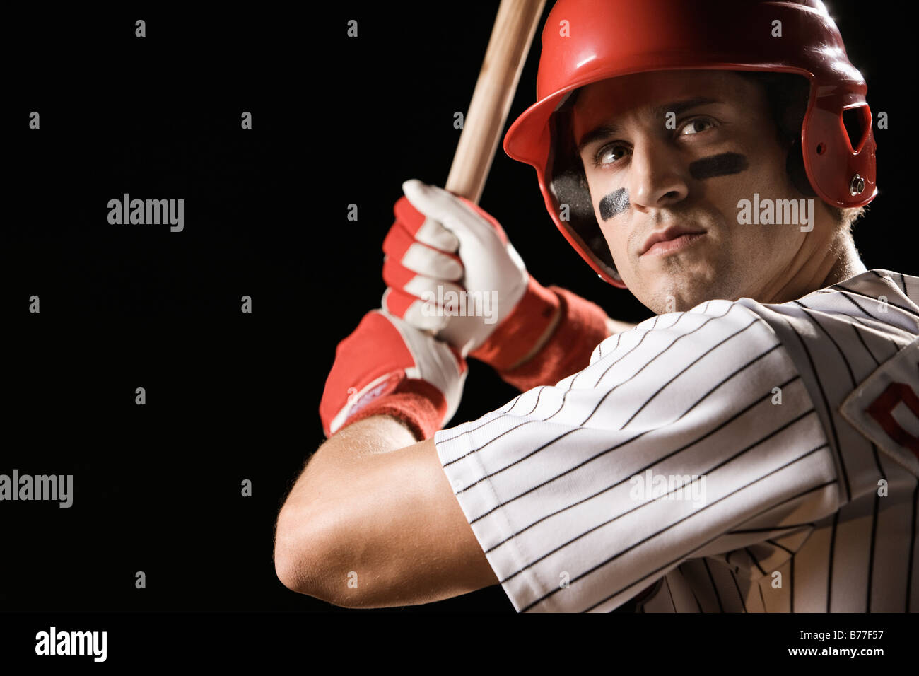 Close up of baseball player batting stance Stock Photo Alamy
