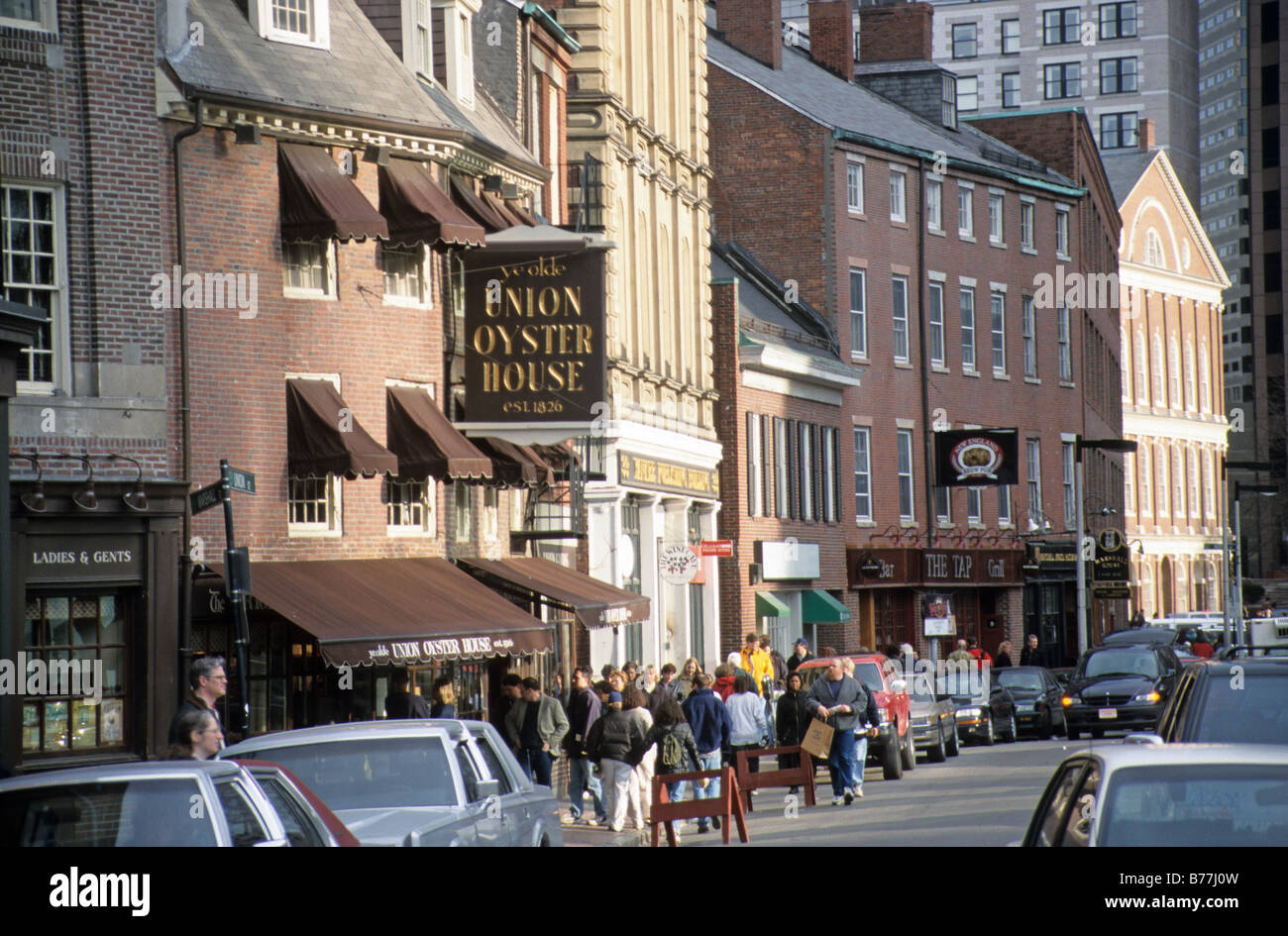Boston, Mass. Union Street, with the Union Oyster House. Stock Photo