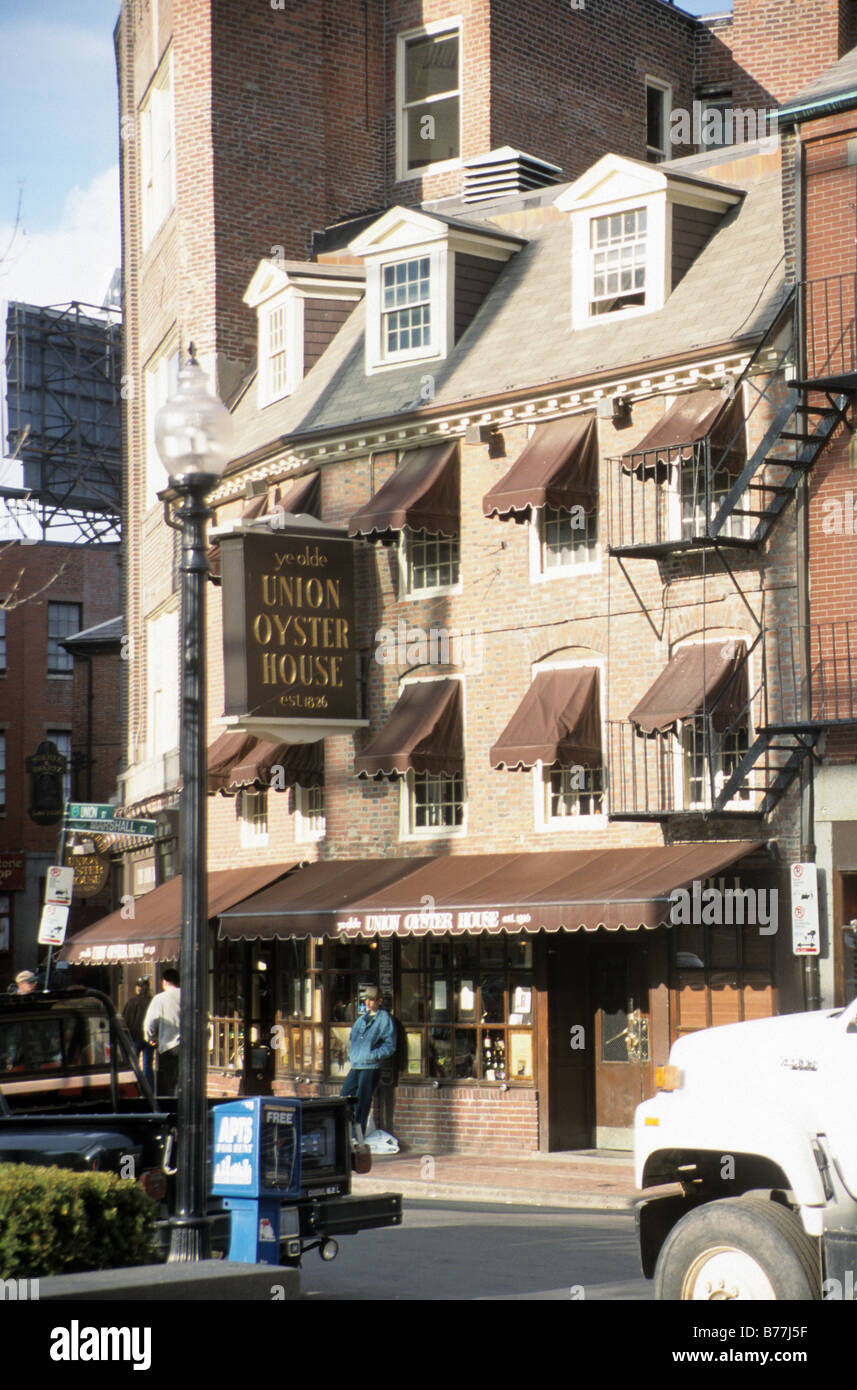 Boston, Mass. Union Street, with the Union Oyster House. Stock Photo