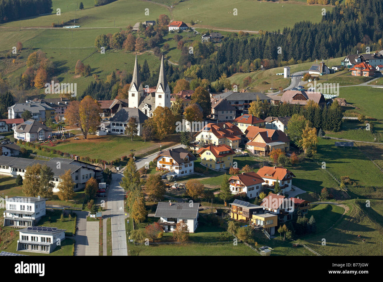 Village of Diex, aerial photograph, Carinthia, Austria, Europe Stock Photo