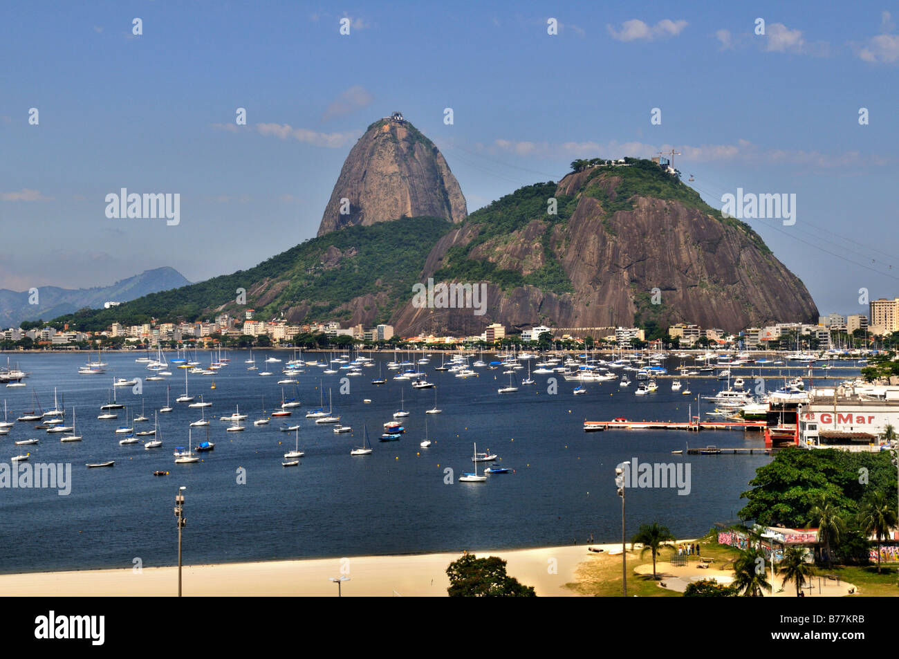 Sugarloaf Mountain, Botafogo Bay, Rio de Janeiro, Brazil, South America Stock Photo