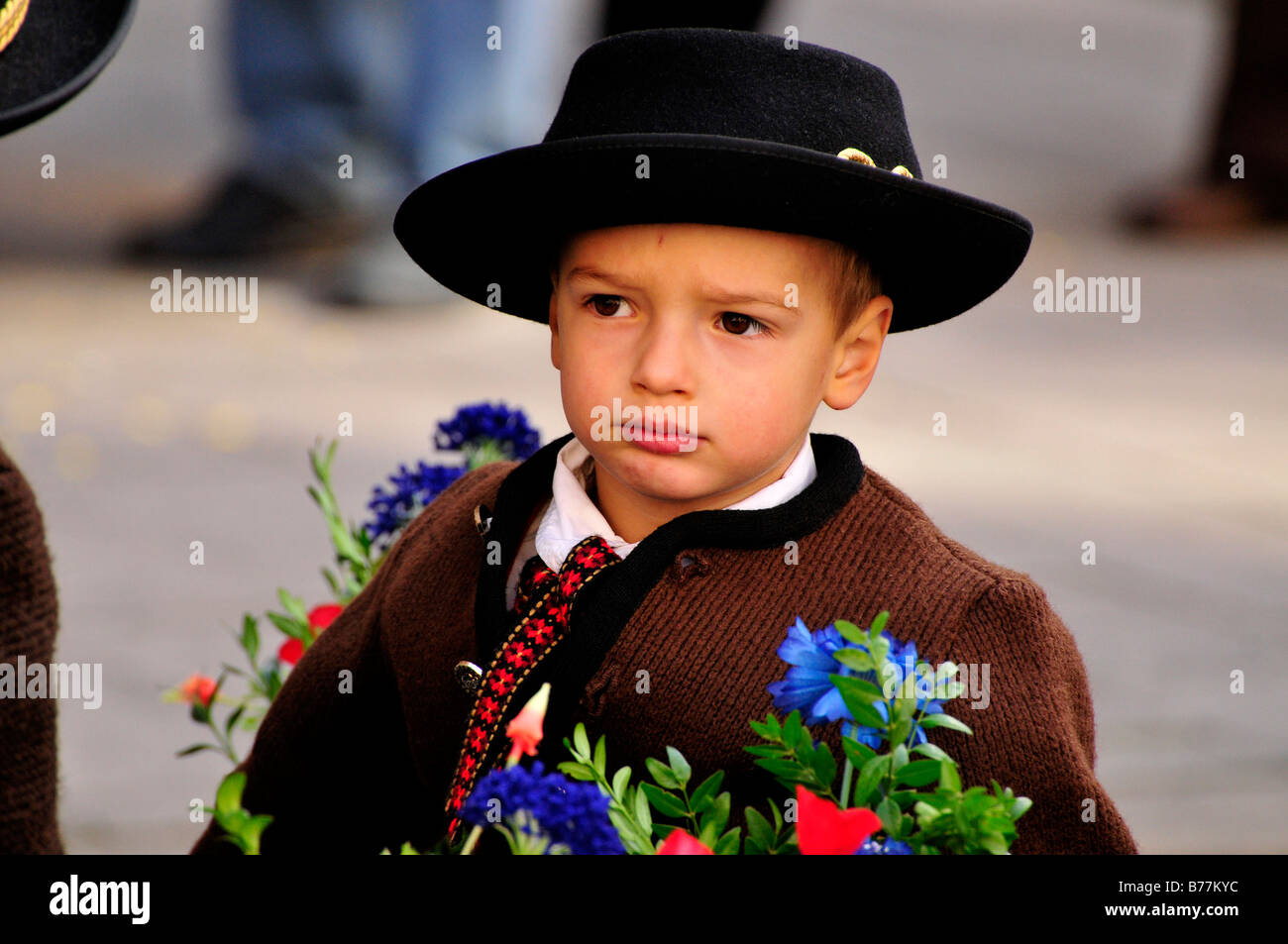 Boy wearing a traditional costume during the Trachtenumzug, traditional