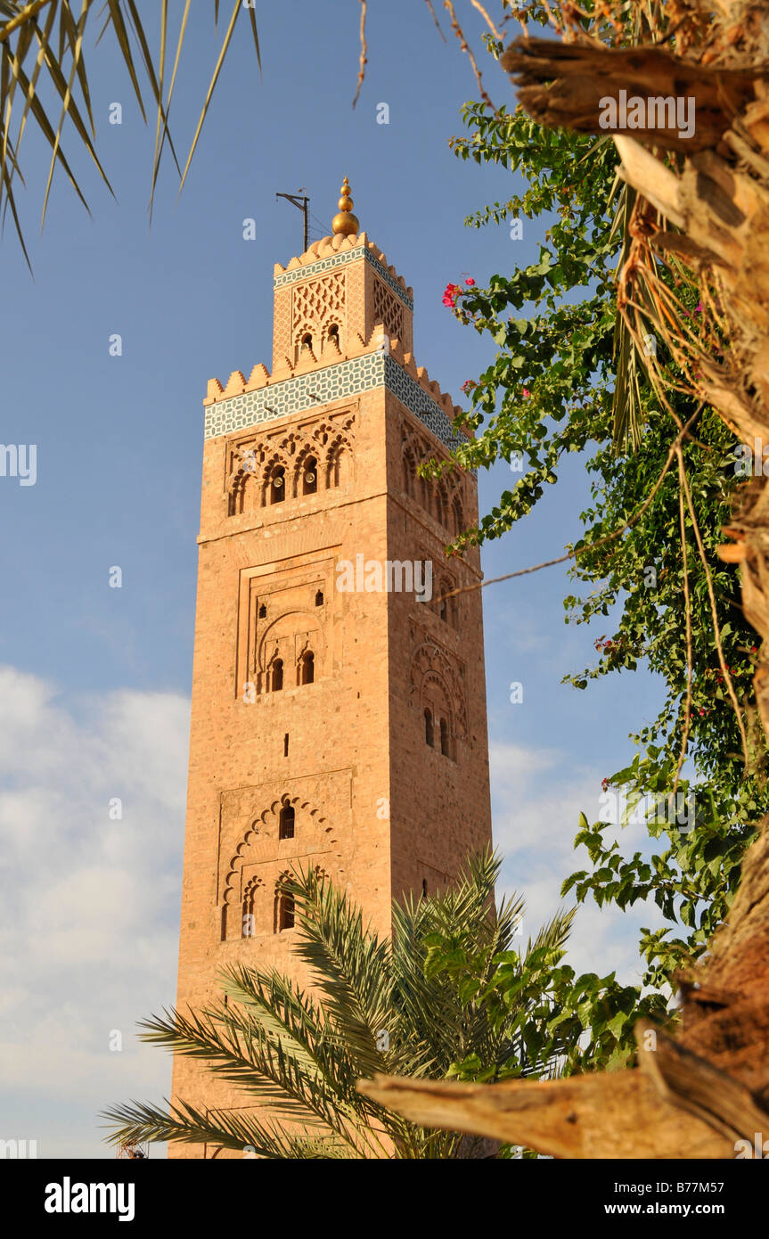 Minaret of the Koutoubiya Mosque, Marrakesh, Morocco, Africa Stock Photo