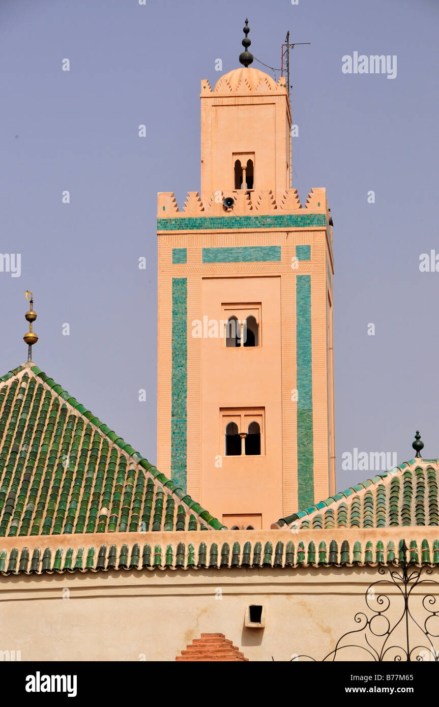Minaret of the Ben Youssef Mosque in the medina quarter of Marrakesh, Morocco, Africa Stock Photo