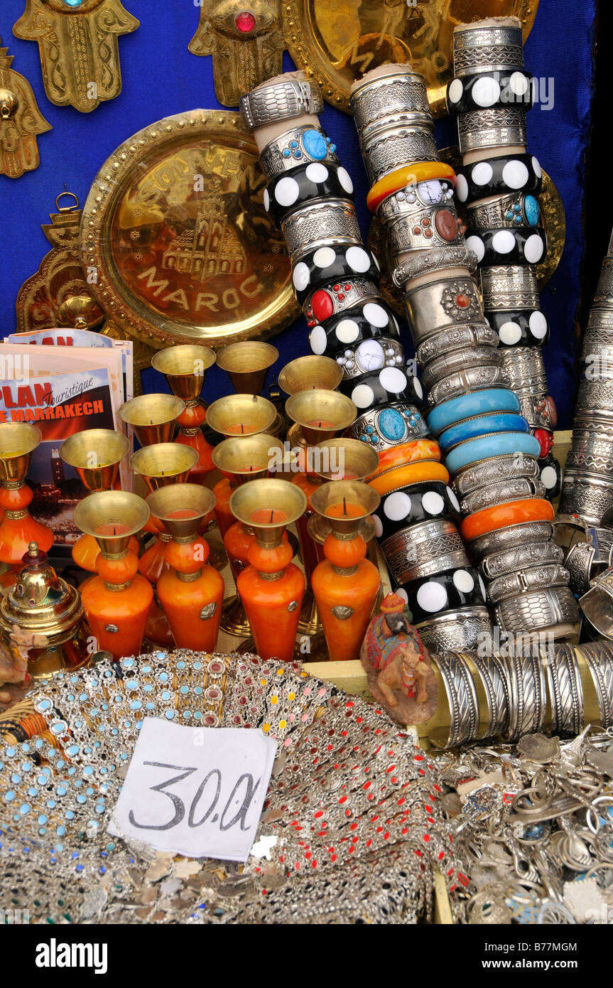 Typical jewellery at the souk, market, in the medina quarter of Marrakesh, Morocco, Africa Stock Photo