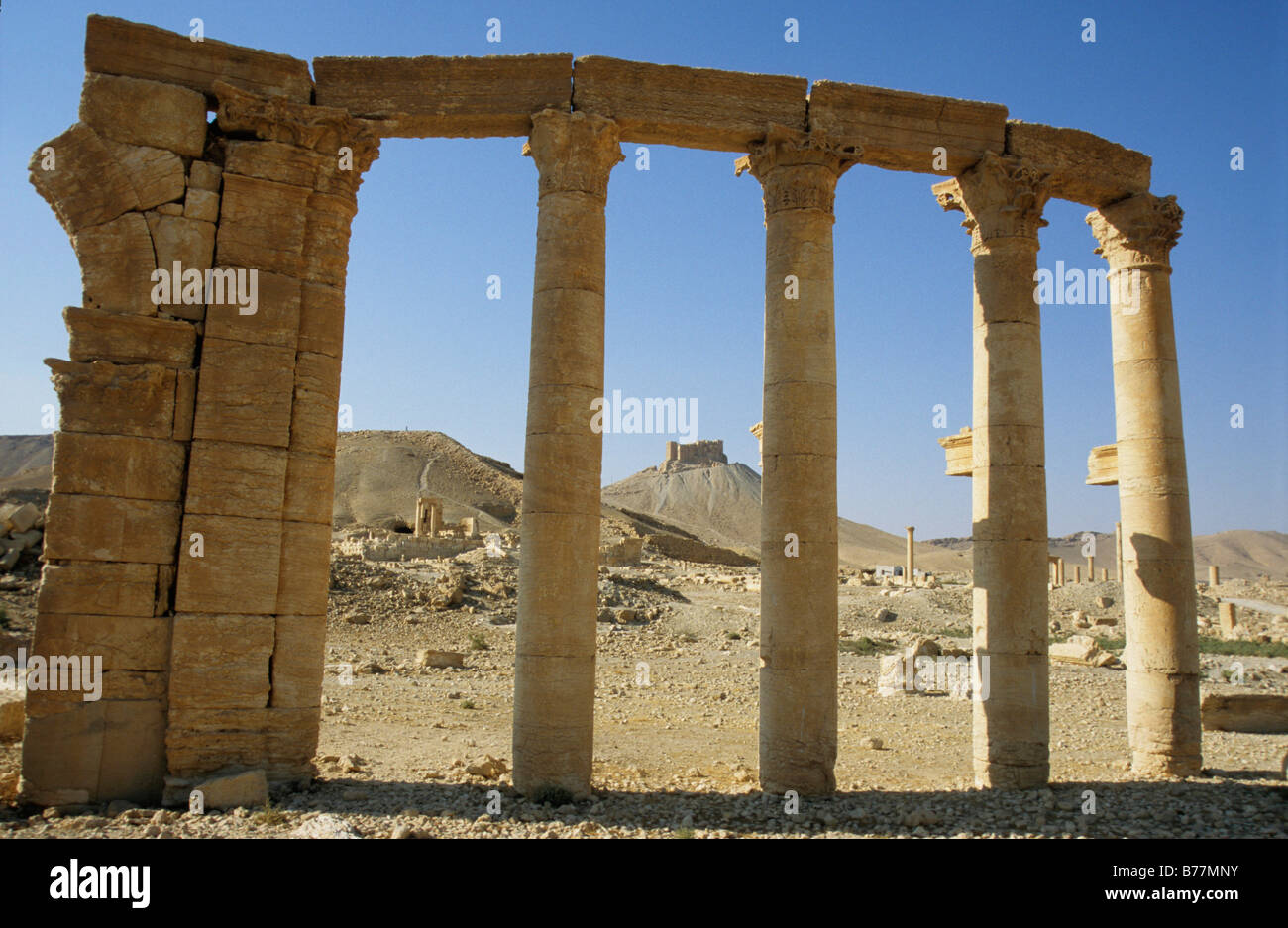 Ruins of the desert town Palmyra, Syria, Middle East, Orient Stock Photo