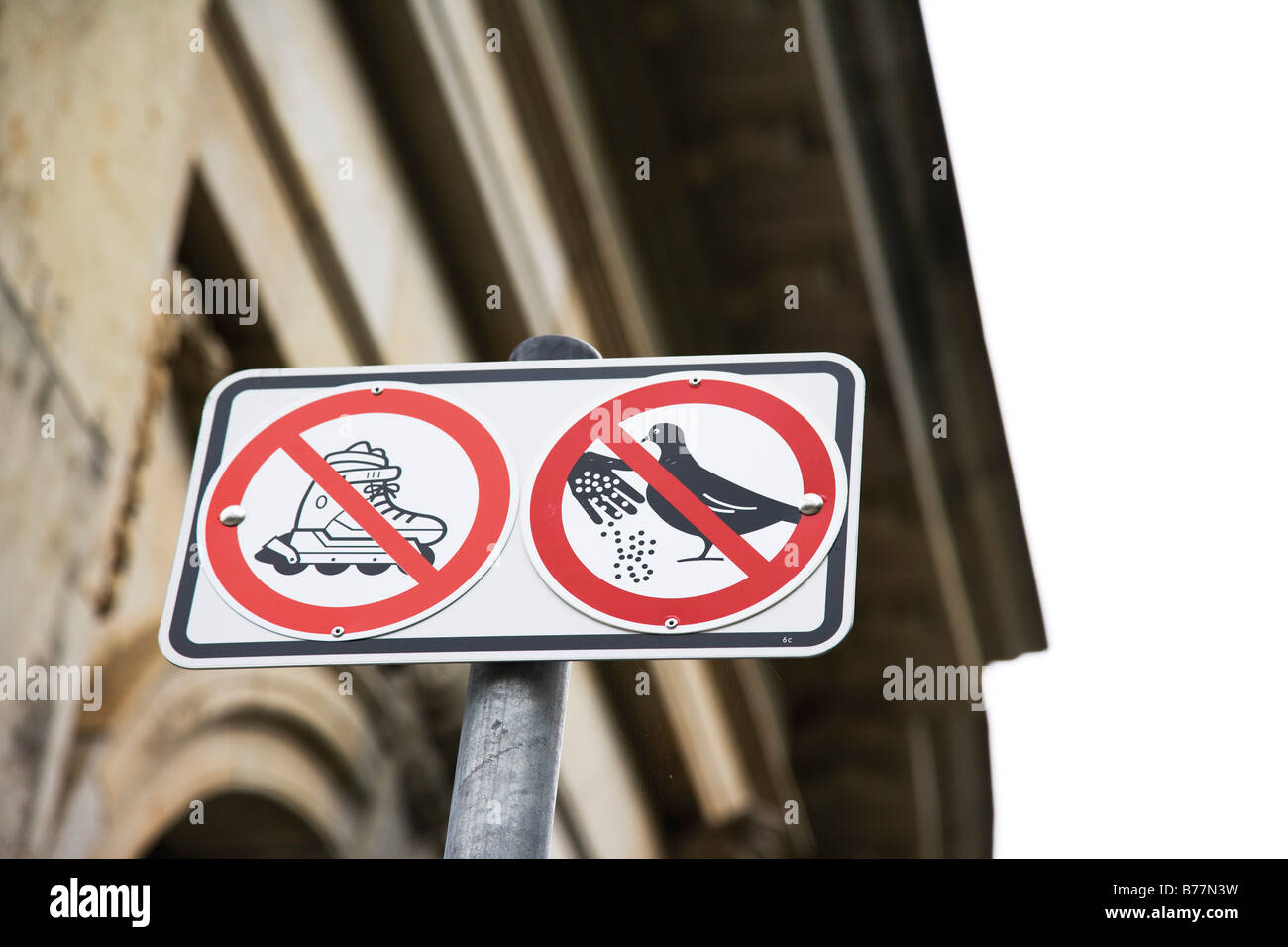 Prohibition signs, elevated view Stock Photo