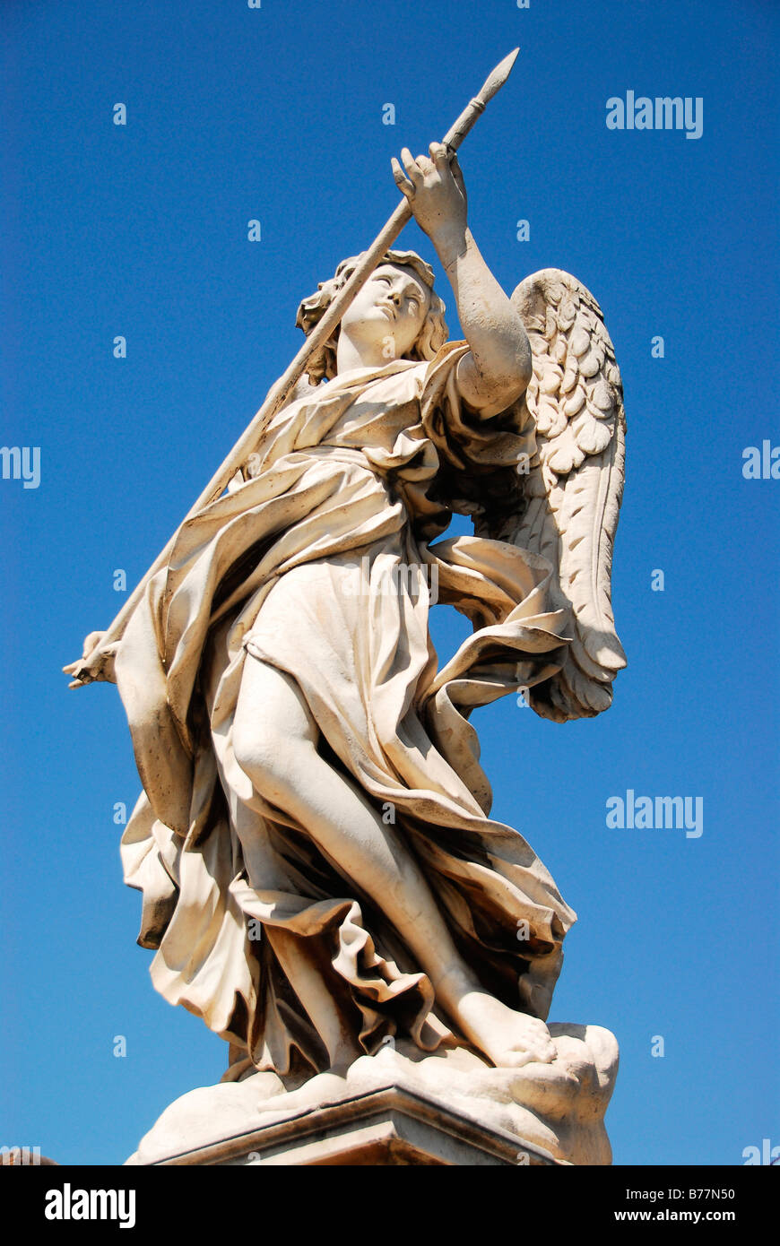 Angel with the Lance statue on the Ponte Sant'Angelo bridge in Rome, Italy, Europe Stock Photo