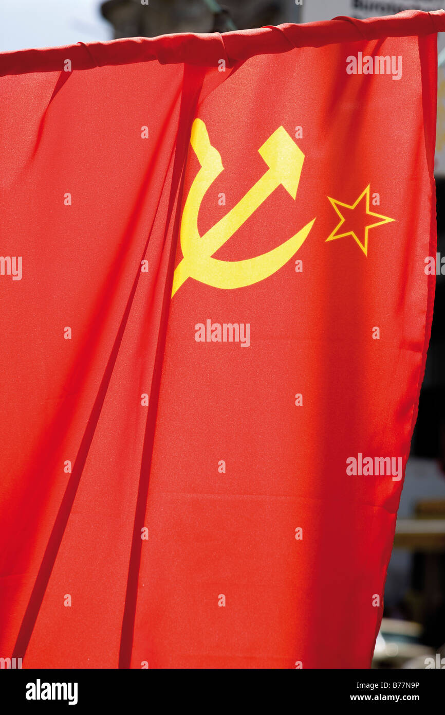 Old flag of the USSR, close-up Stock Photo
