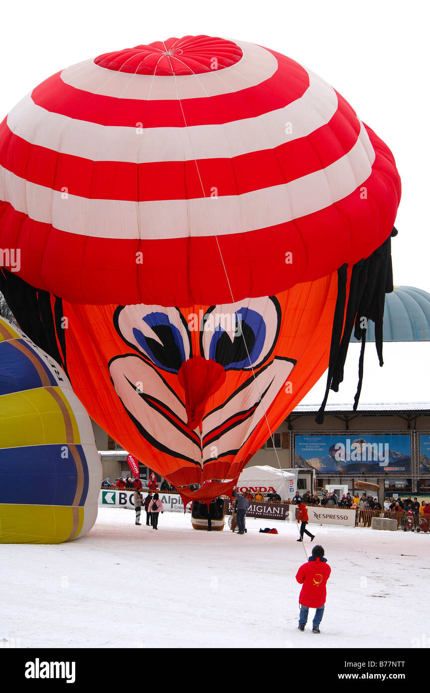 Inflation of a hot-ar balloon, special clown shape, Schroeder fire balloons  Clown SS, hot-air balloon, International Balloon Fe Stock Photo - Alamy