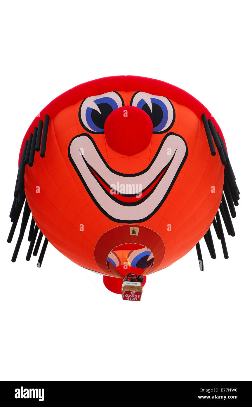 Hot-air balloon in flight, special clown shape, Schroeder fire balloons Clown SS, hot-air balloon, International Balloon Festiv Stock Photo