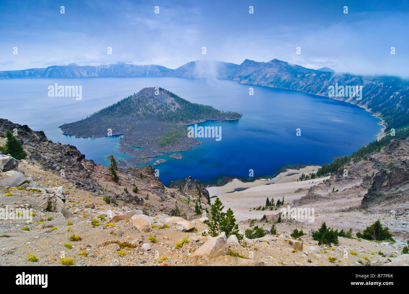 Crater lake with caldera of the volcano Mount Mazama, Crater Lake National Park, Oregon, USA
