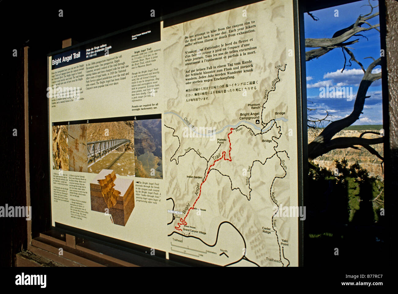 Bright Angel Trail Map Grand Canyon - Bright Angel Trail Map Grand Canyon National Park Arizona B77RC7 