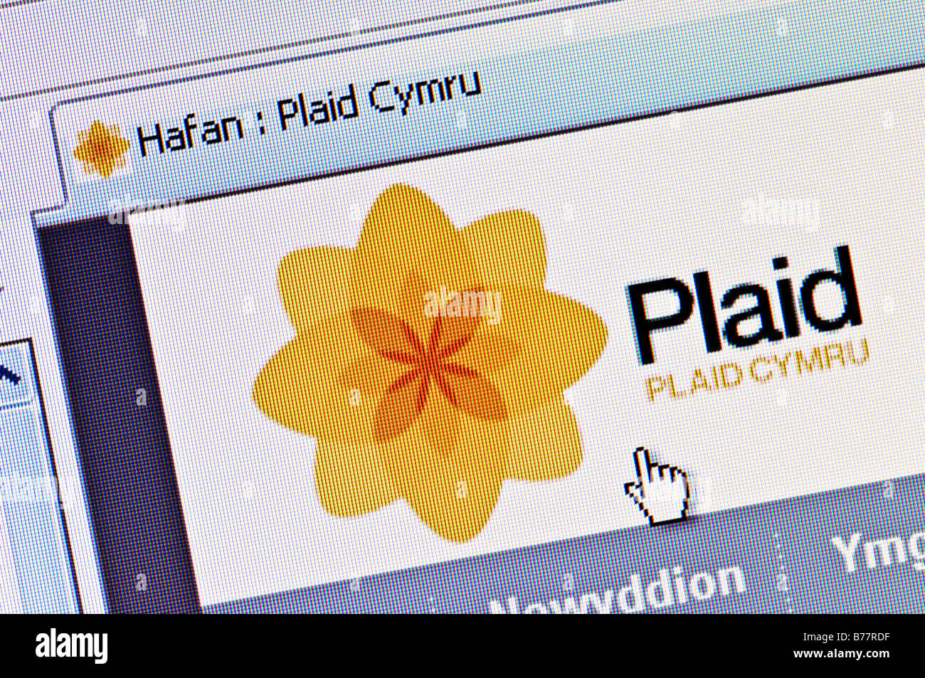 Macro screenshot of Plaid Cymru Welsh political party website (Editorial use only) Stock Photo