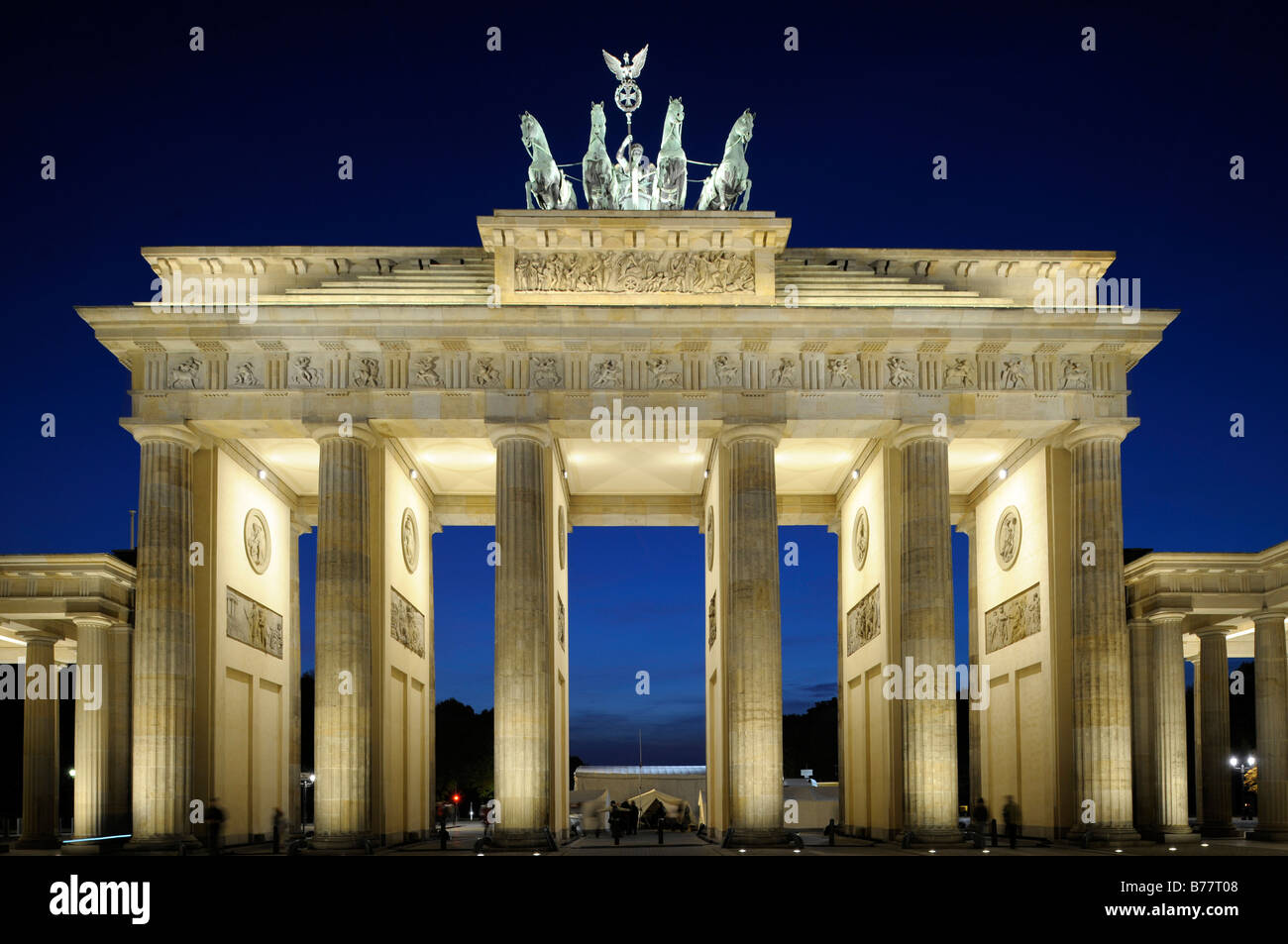Brandenburger Tor or Brandenburg Gate, night photograph, floodlit, Berlin, Germany, Europe Stock Photo