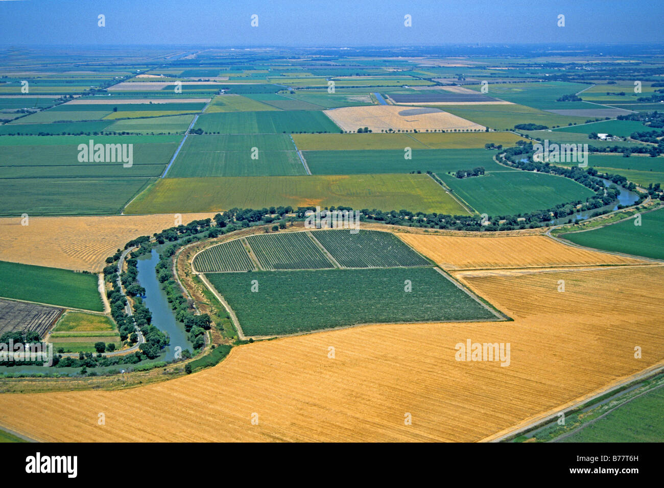 Aerial,farmland American River Sacramento California Stock Photo Alamy