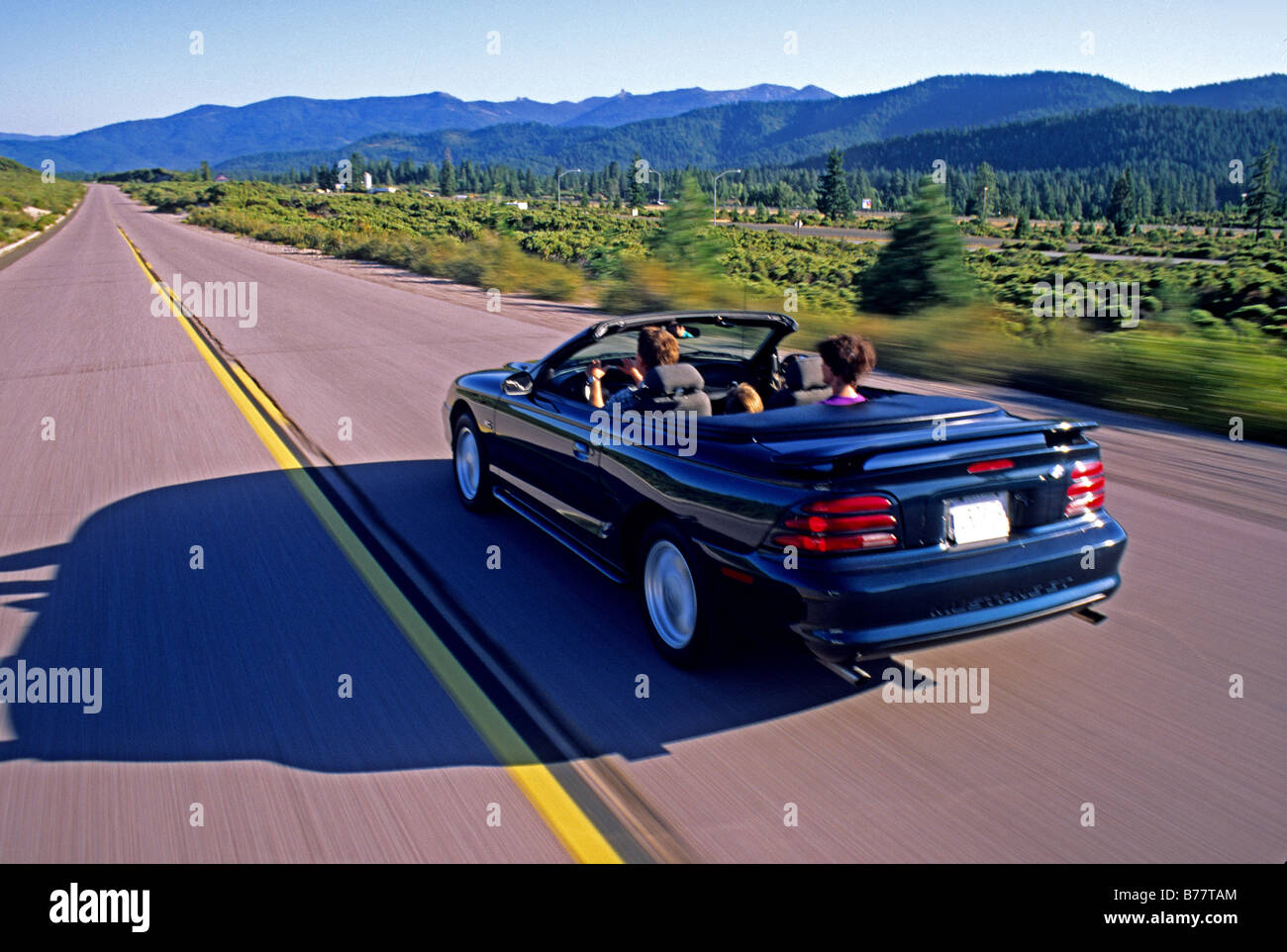 Released,family in moving car Mount Shasta California Stock Photo Alamy