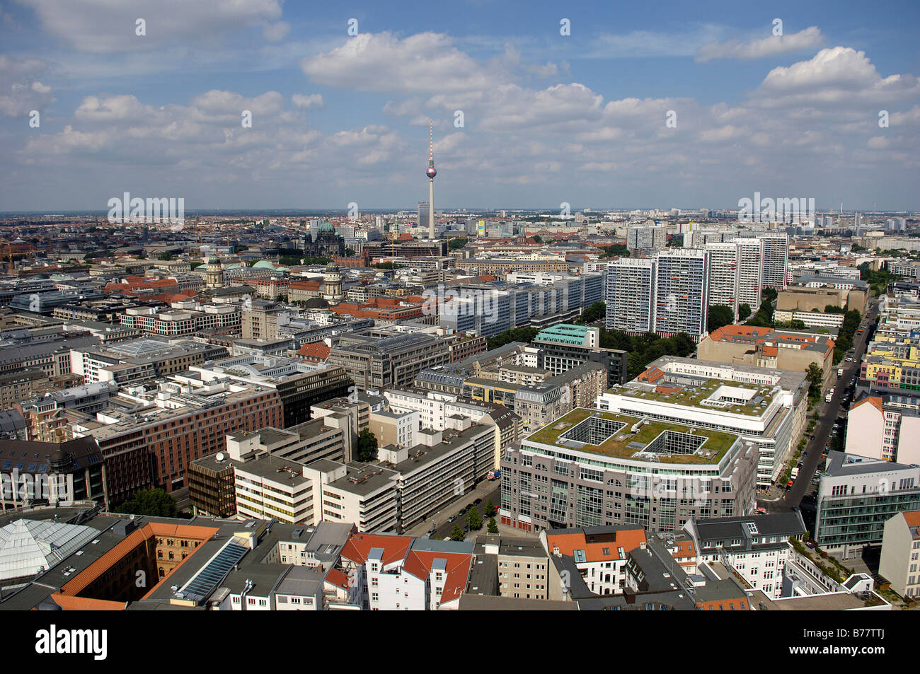 Aerial photograph over Berlin with Fernsehturm, television tower, Berlin, Germany, Europe Stock Photo