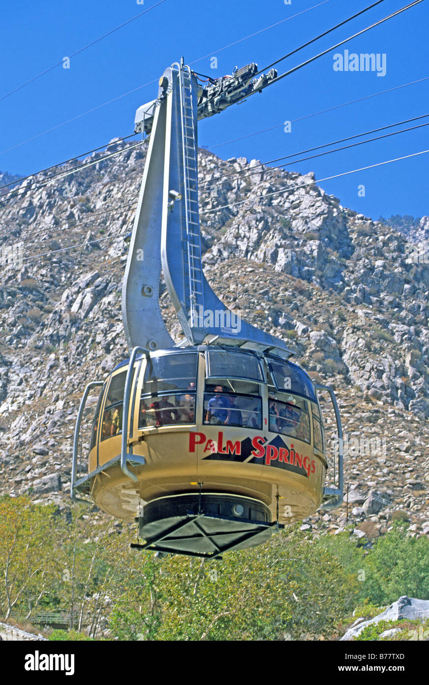 aerial tramway rotating car Palm Springs California Stock Photo