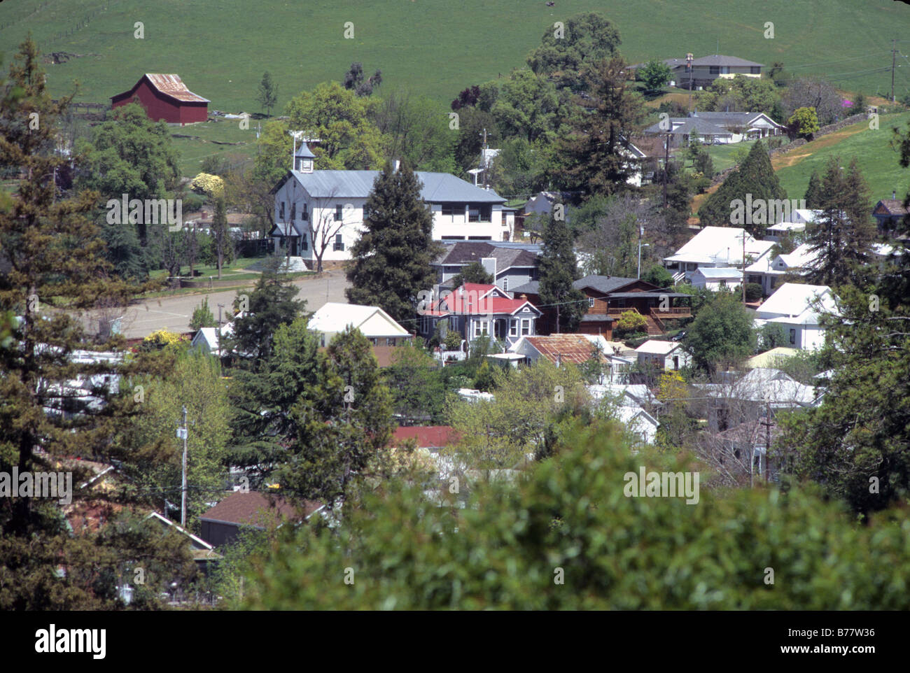 Overview Sutter Creek gold rush town California Stock Photo Alamy