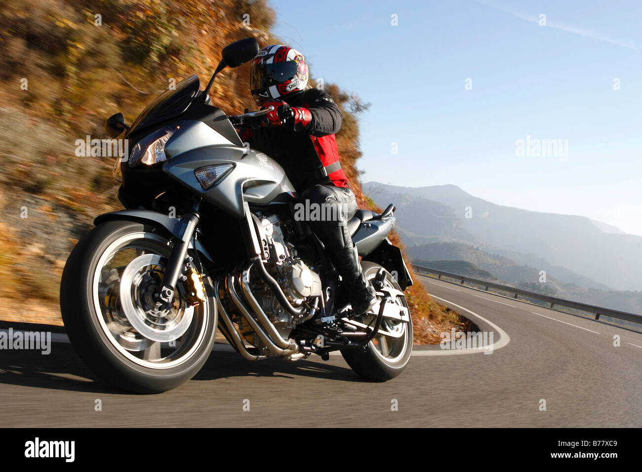 Motorbike, Honda CBF 600, bend Stock Photo