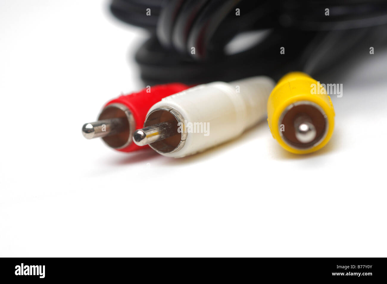 RCA cables, studio shot, white background Stock Photo