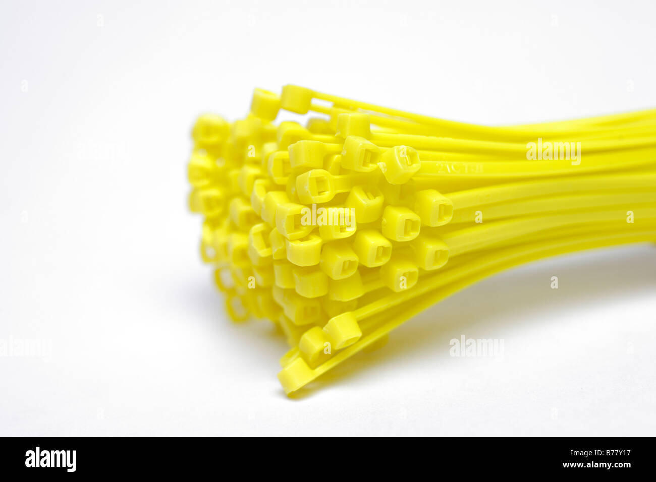 Plastic cable ties, Cut Out, Studio, White background Stock Photo
