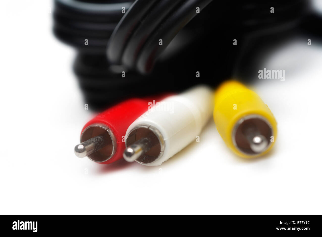 RCA cables, studio shot, white background Stock Photo Alamy