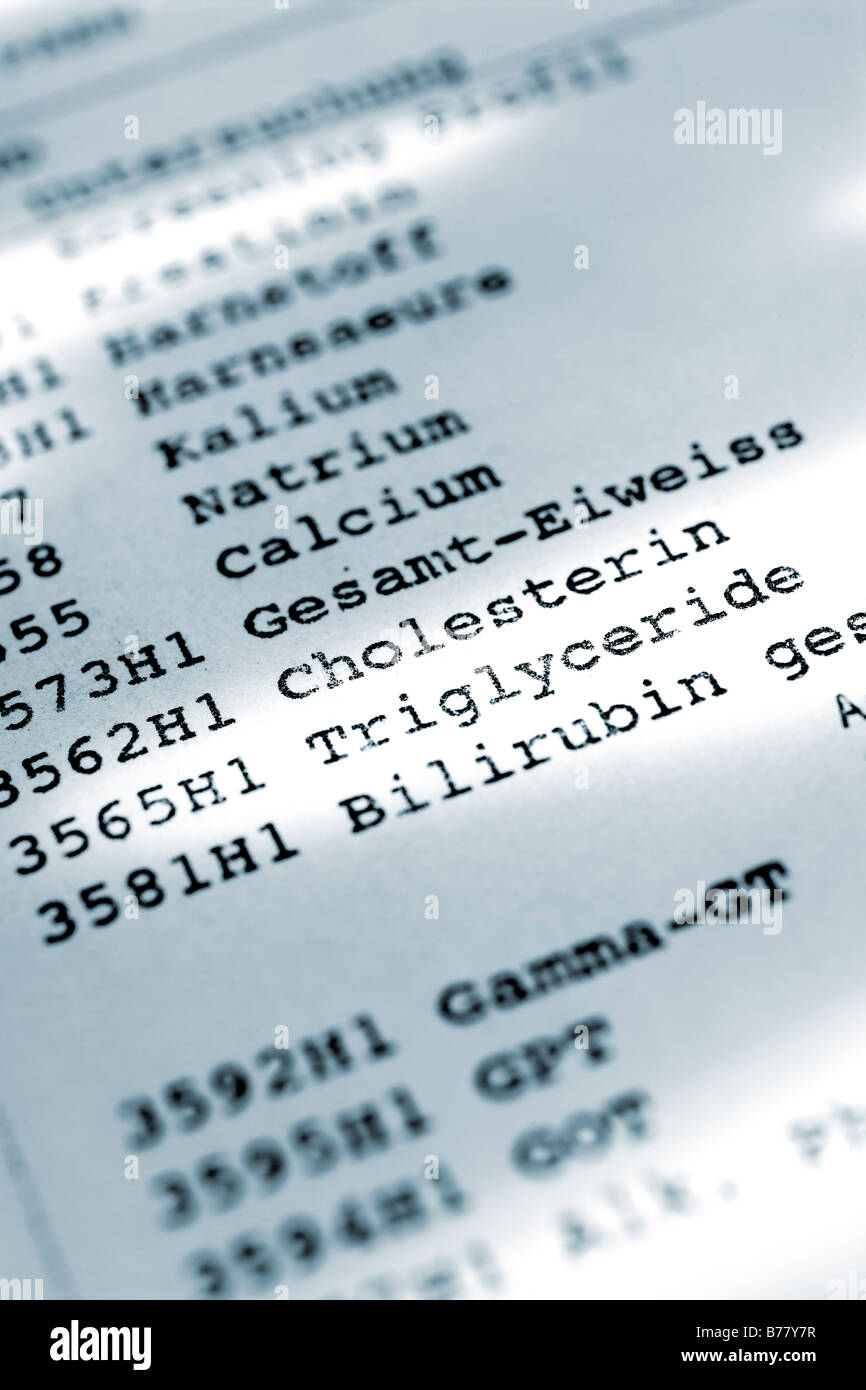 Health care, blood test results Stock Photo Alamy