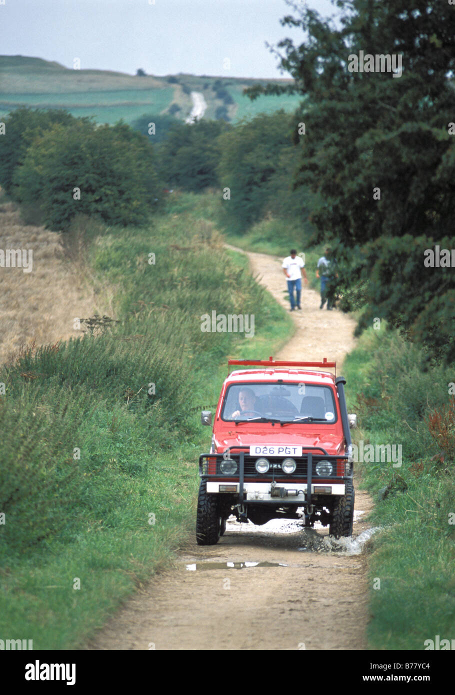 Four wheel drive car on the Ridgeway national trail near Wantage