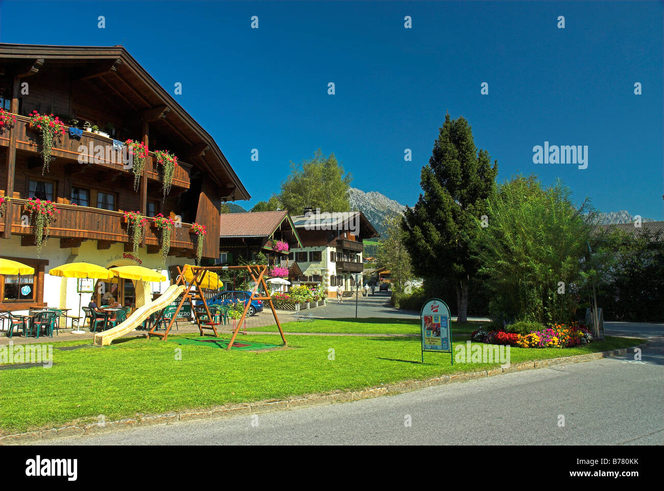 Colourful Chalet Soll Austria Stock Photo Alamy