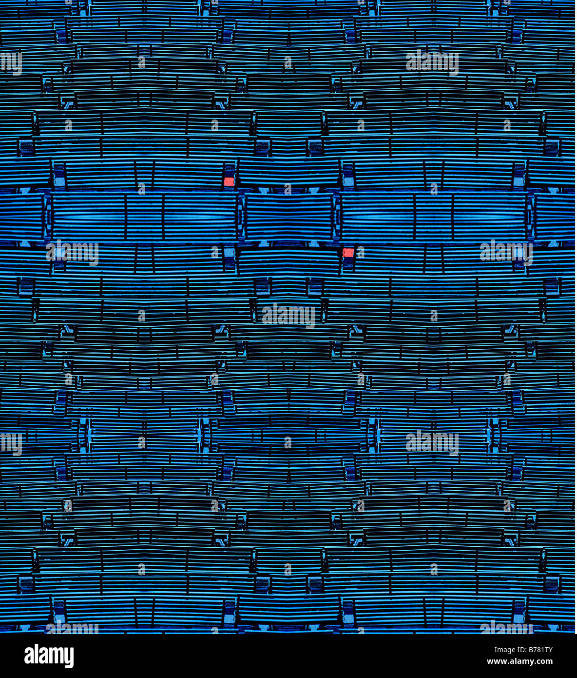 Graphic lineup of wooden benches Stock Photo