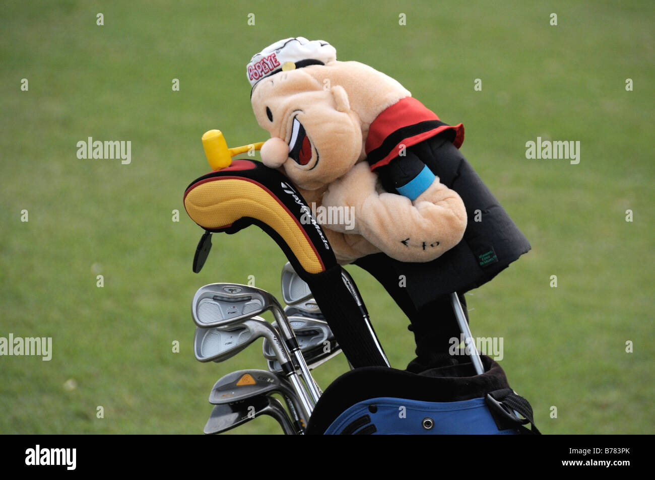 A Popeye golf club cover on a golf club Stock Photo
