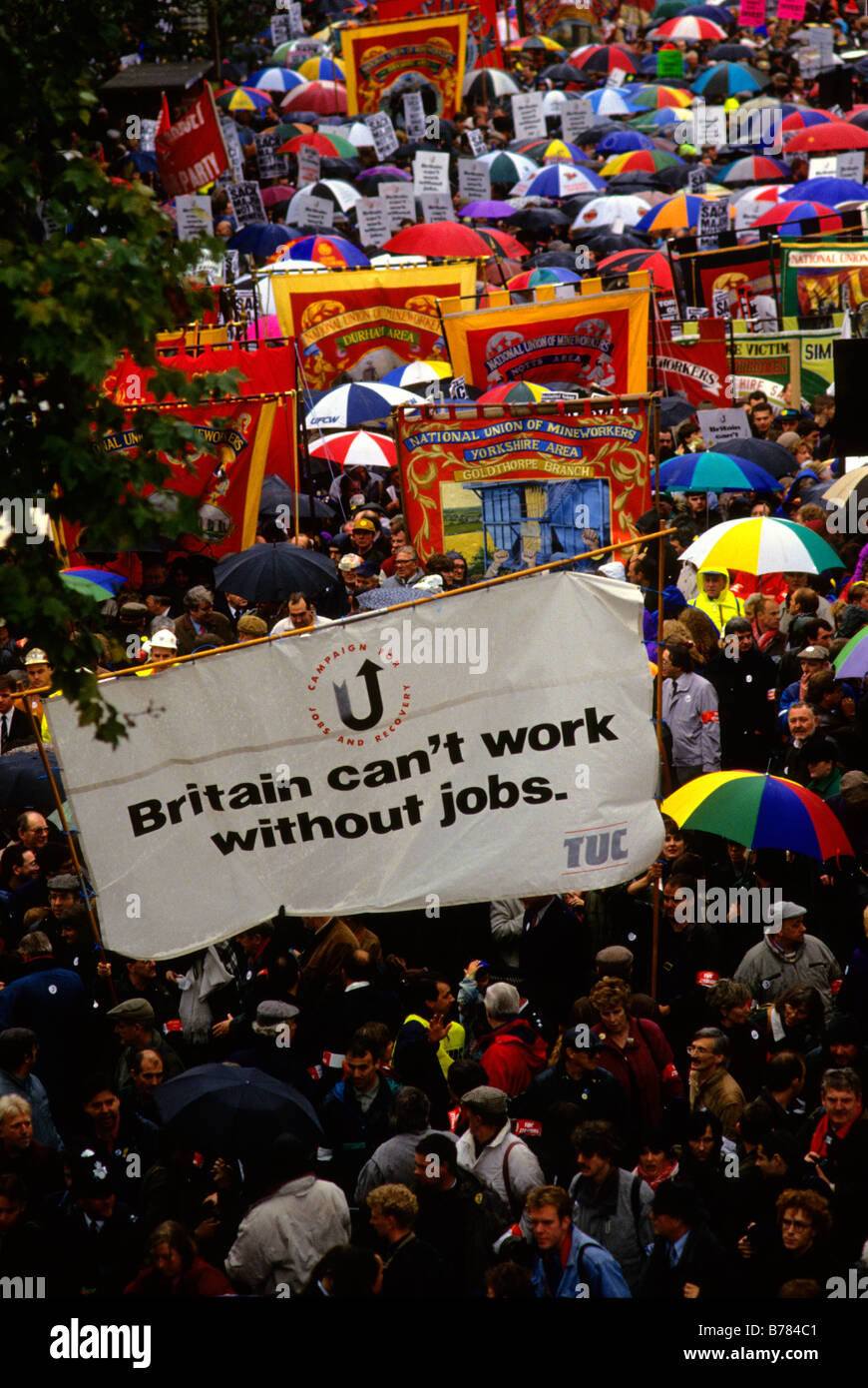 200,000 people take part in a demonstration organised by trade union congress to support miners who were facing pit closures Stock Photo