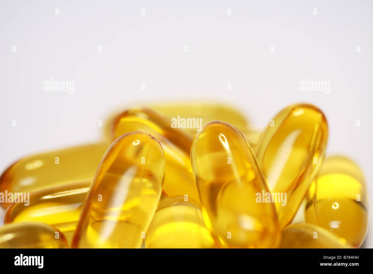 Cod liver oil and evening primrose oil capsules Stock Photo Alamy