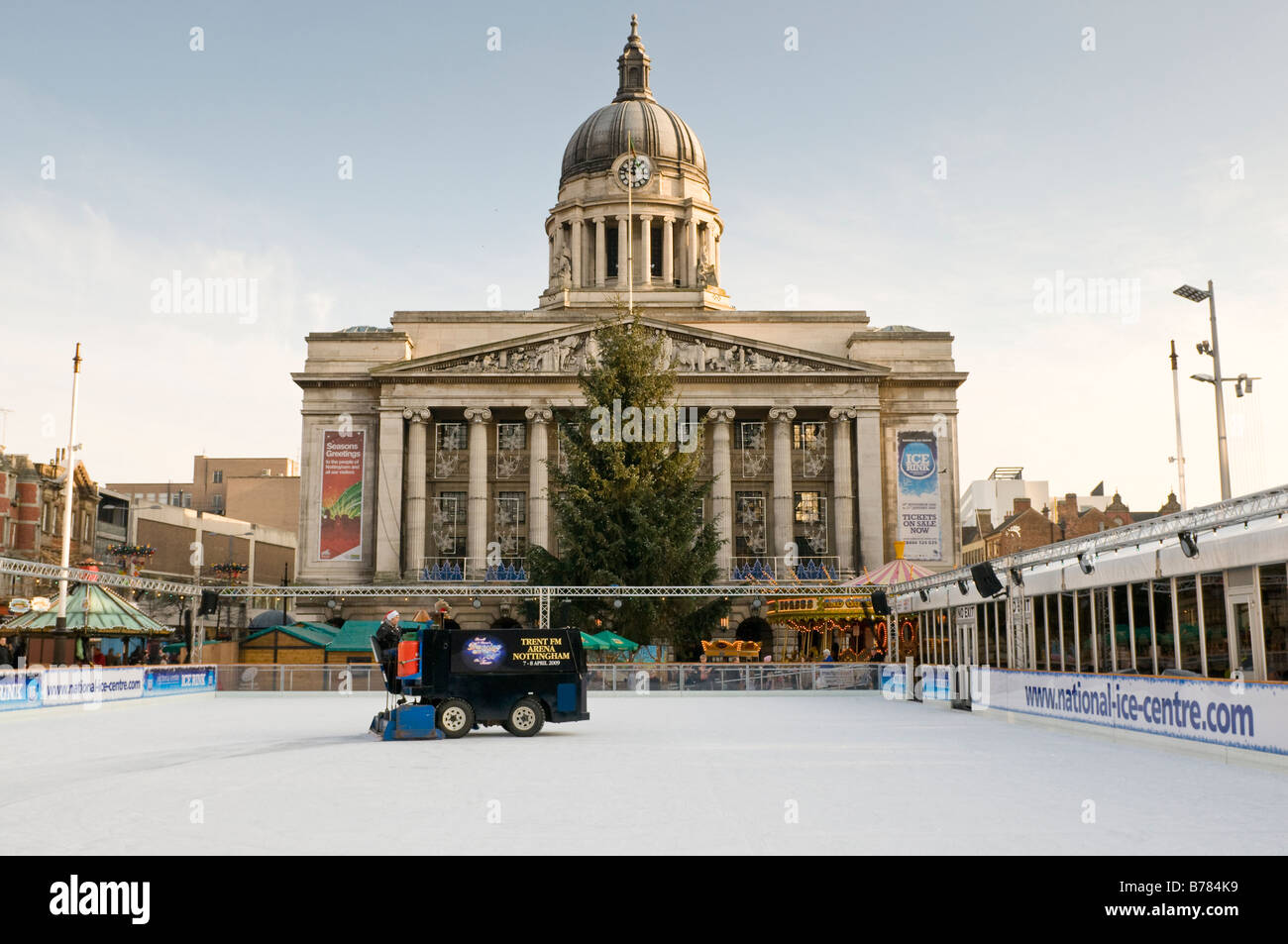 Cleaning the ice rink put up at Christmas 2008 in the Old Market Square