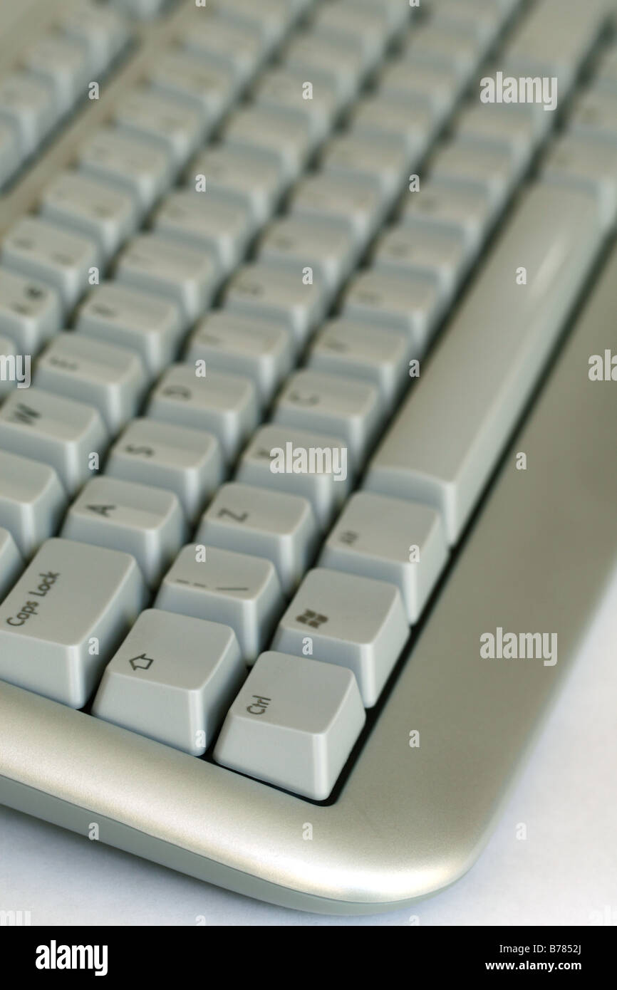 Wireless, silver computer keyboard Stock Photo