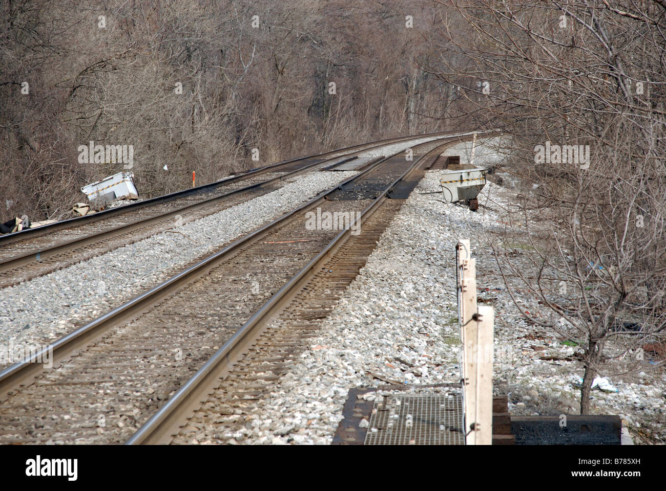 railroad tracks in  Laurel Maryland Stock Photo