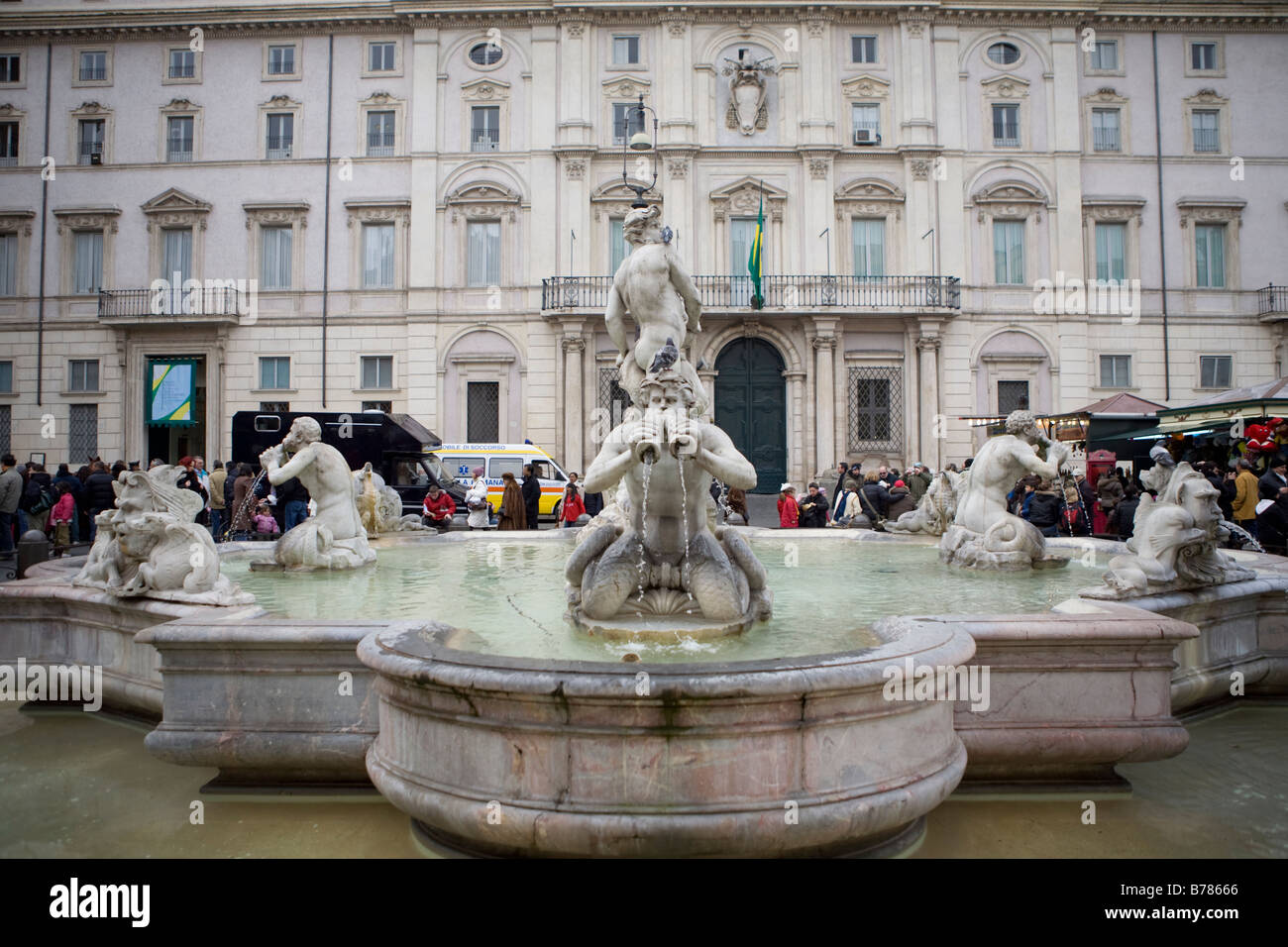 Piazza Navona fountain in Rome Italy Stock Photo