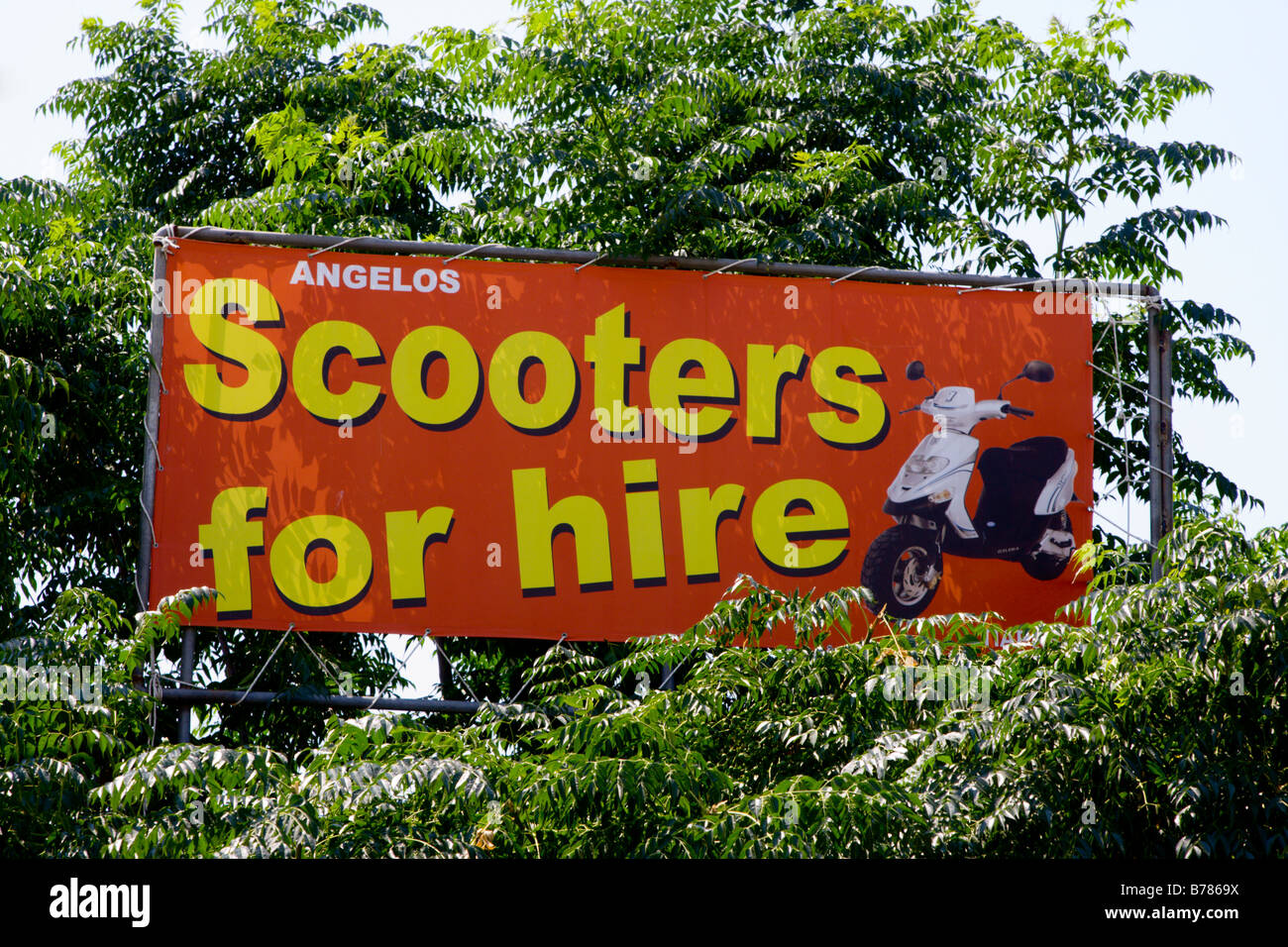 Scooters Hire Sign Corfu Stock Photo Alamy