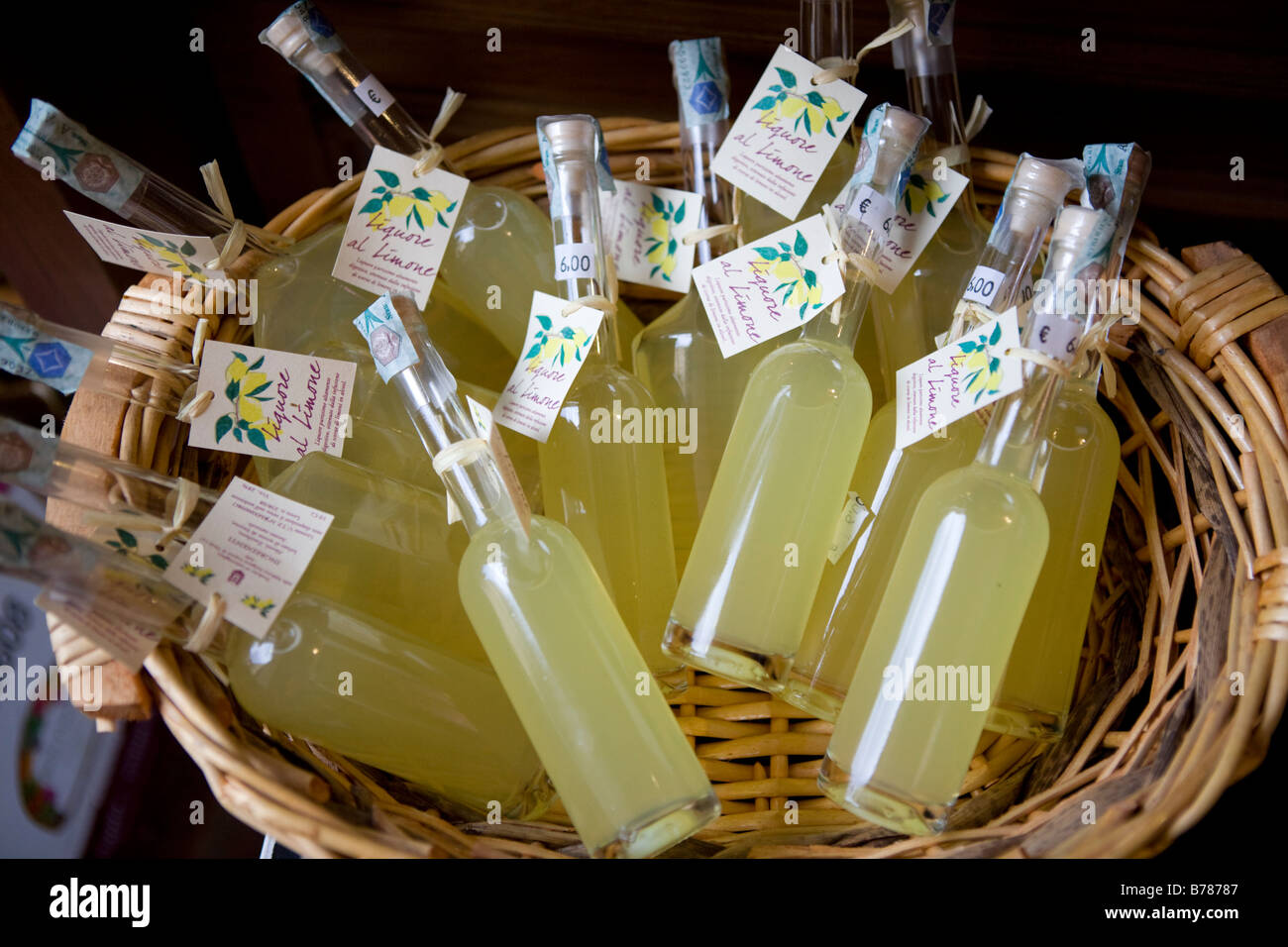 Limoncello products at a roman food market Stock Photo Alamy