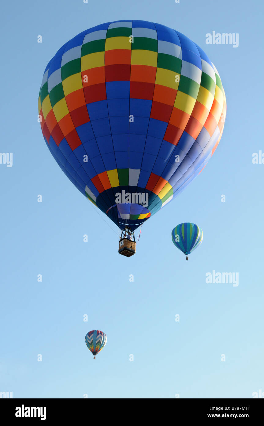 Hot air balloons in the air at the Dansville Balloon Festival, NY USA
