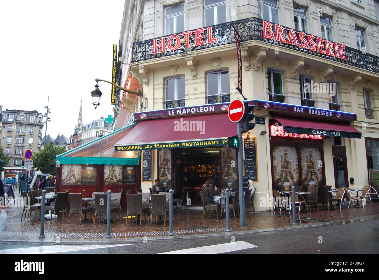 brasserie at Place de la Gare Lille France Stock Photo